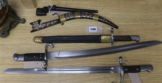 Military Interest, a WWI French chassepot bayonet and four other items,